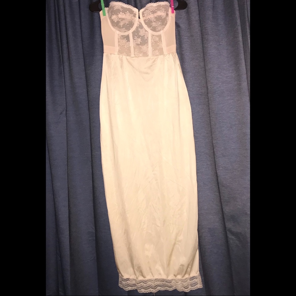 Vintage corset top slip dress with slit. Backtalk from YoungSmoothie. 36C